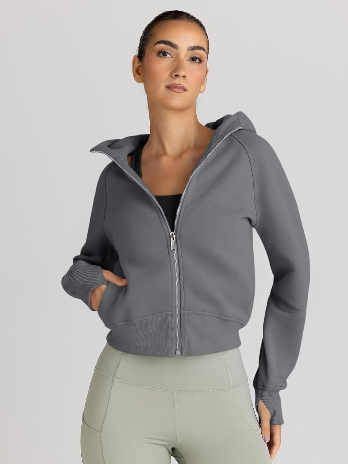 Women’s Full Zip Fleece Hoodie – Cozy Winter Jacket with Drop Shoulder Collar, Soft & Breathable Sweatshirt for Fall & Winter