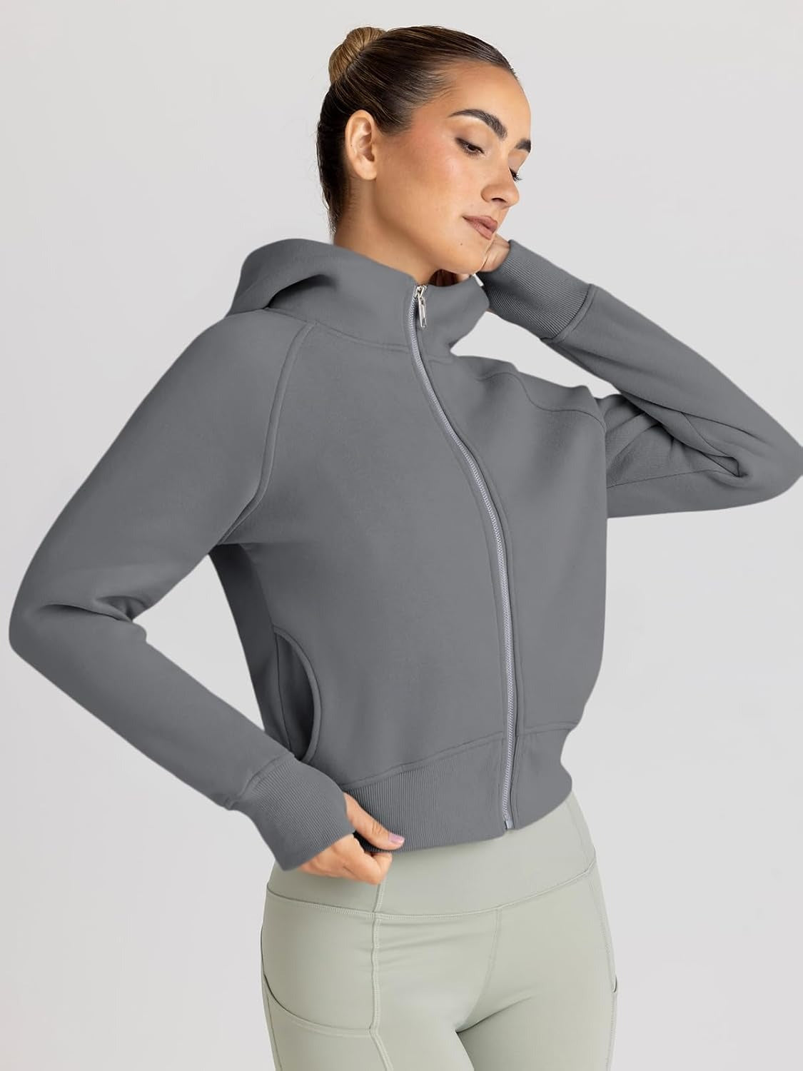 Women’s Full Zip Fleece Hoodie – Cozy Winter Jacket with Drop Shoulder Collar, Soft & Breathable Sweatshirt for Fall & Winter