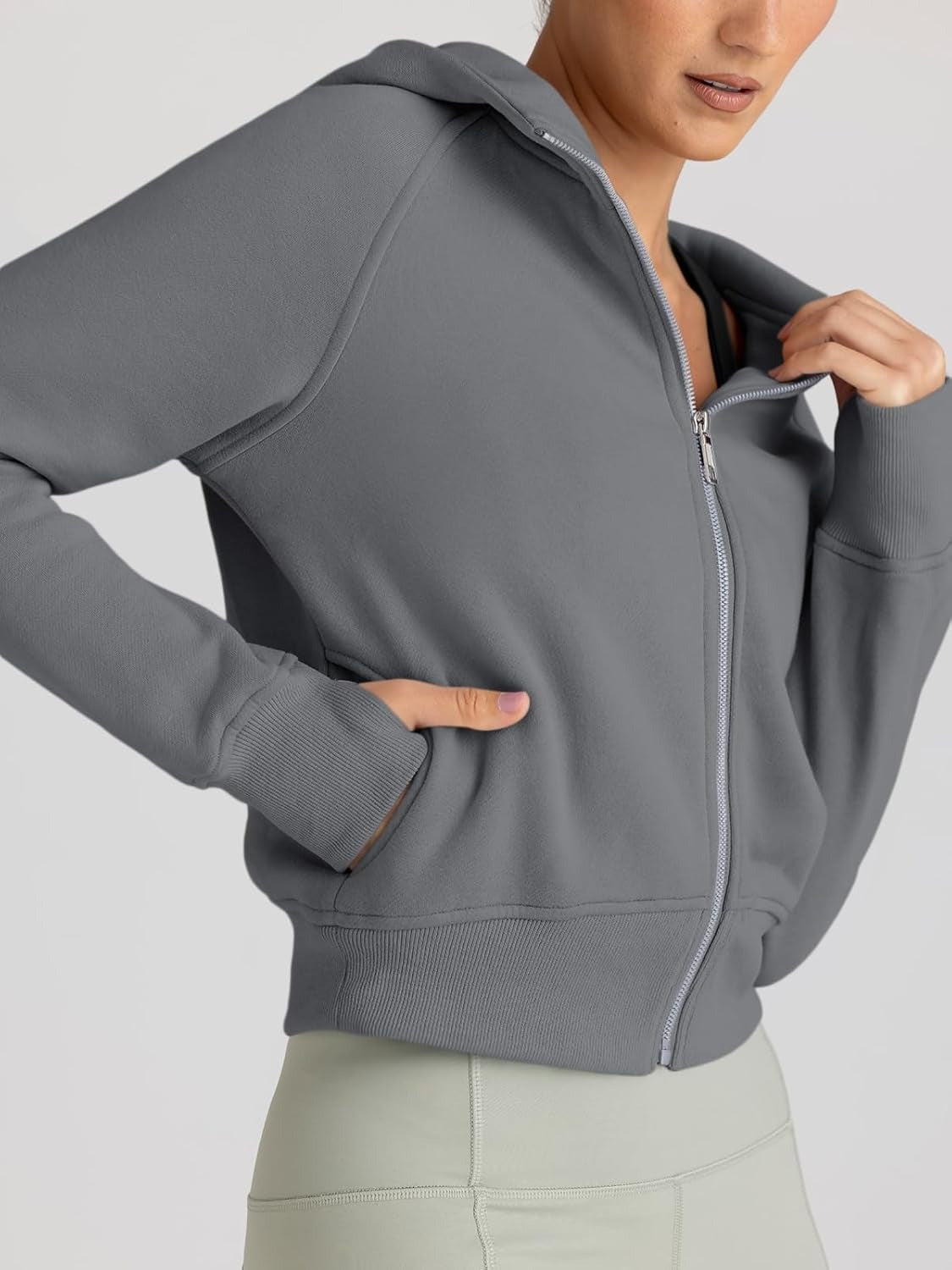 Women’s Full Zip Fleece Hoodie – Cozy Winter Jacket with Drop Shoulder Collar, Soft & Breathable Sweatshirt for Fall & Winter