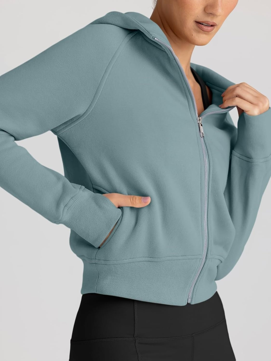 Women’s Full Zip Fleece Hoodie – Cozy Winter Jacket with Drop Shoulder Collar, Soft & Breathable Sweatshirt for Fall & Winter