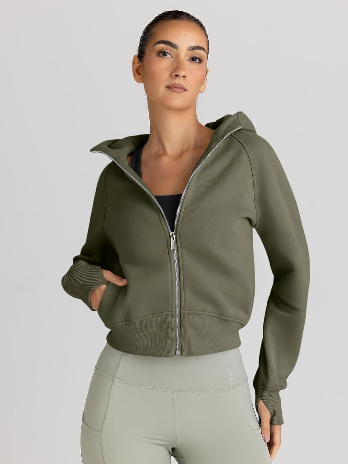 Women’s Full Zip Fleece Hoodie – Cozy Winter Jacket with Drop Shoulder Collar, Soft & Breathable Sweatshirt for Fall & Winter
