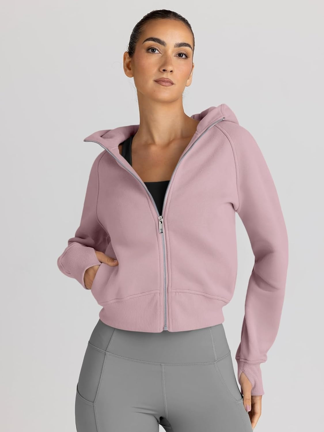 Women’s Full Zip Fleece Hoodie – Cozy Winter Jacket with Drop Shoulder Collar, Soft & Breathable Sweatshirt for Fall & Winter