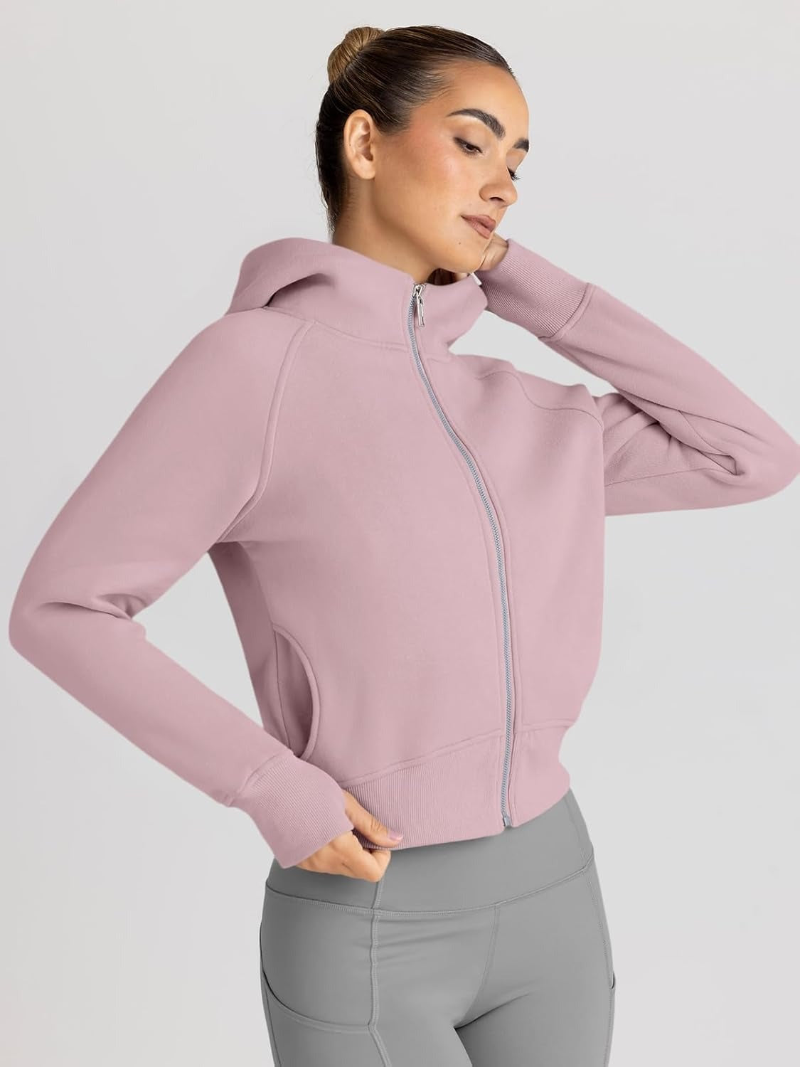 Women’s Full Zip Fleece Hoodie – Cozy Winter Jacket with Drop Shoulder Collar, Soft & Breathable Sweatshirt for Fall & Winter