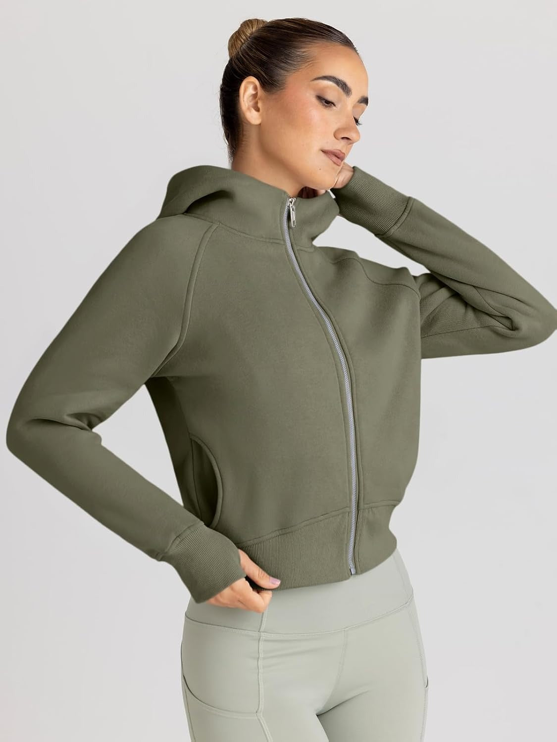Women’s Full Zip Fleece Hoodie – Cozy Winter Jacket with Drop Shoulder Collar, Soft & Breathable Sweatshirt for Fall & Winter
