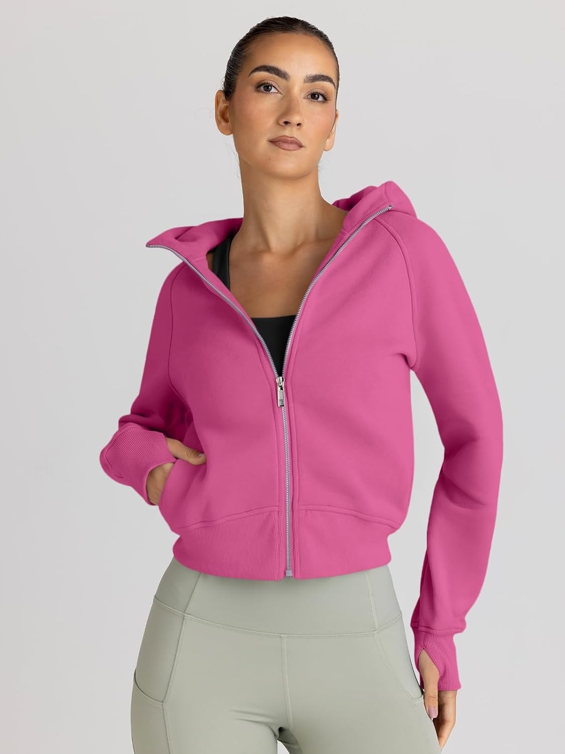 Women’s Full Zip Fleece Hoodie – Cozy Winter Jacket with Drop Shoulder Collar, Soft & Breathable Sweatshirt for Fall & Winter