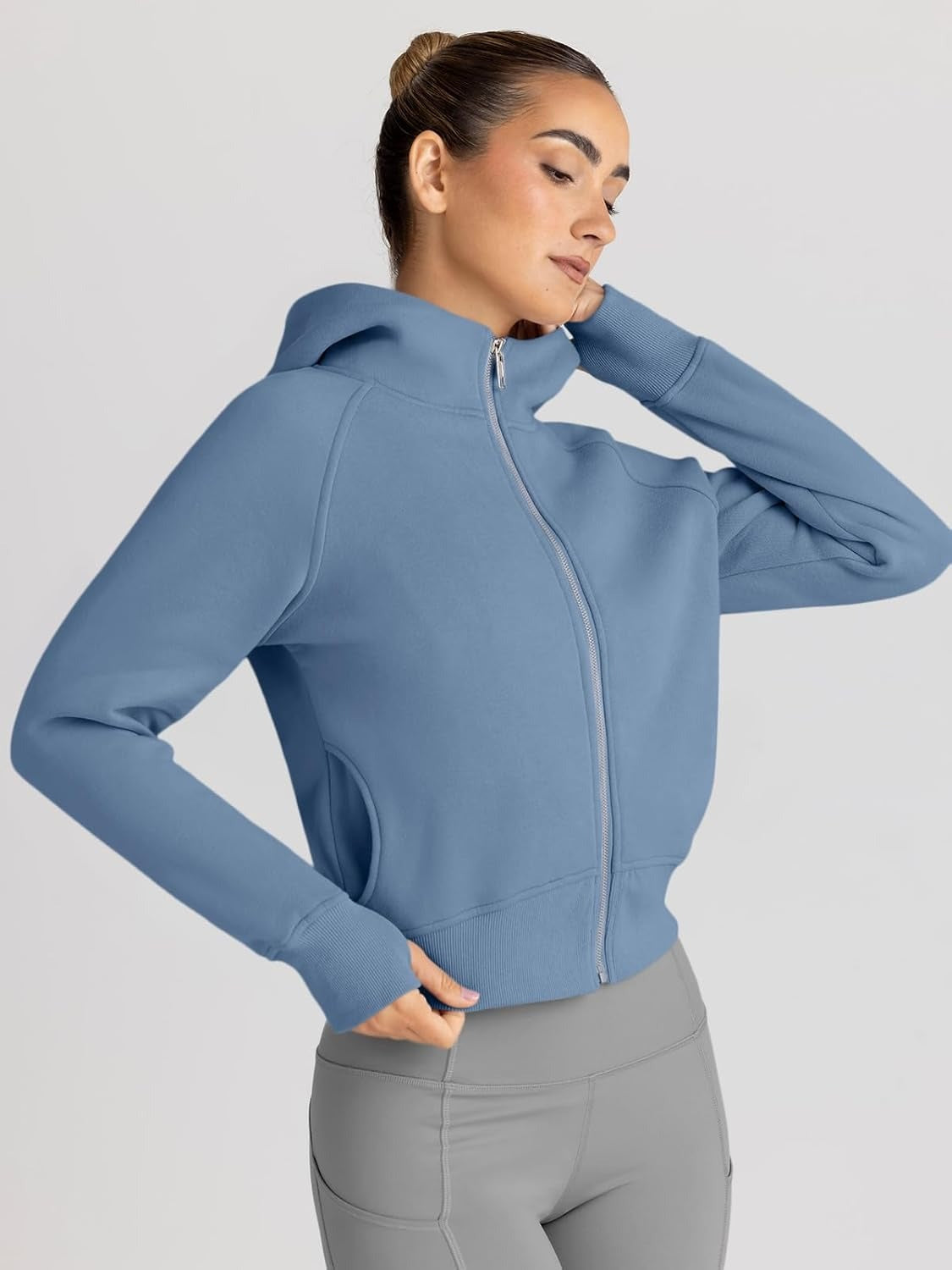 Women’s Full Zip Fleece Hoodie – Cozy Winter Jacket with Drop Shoulder Collar, Soft & Breathable Sweatshirt for Fall & Winter