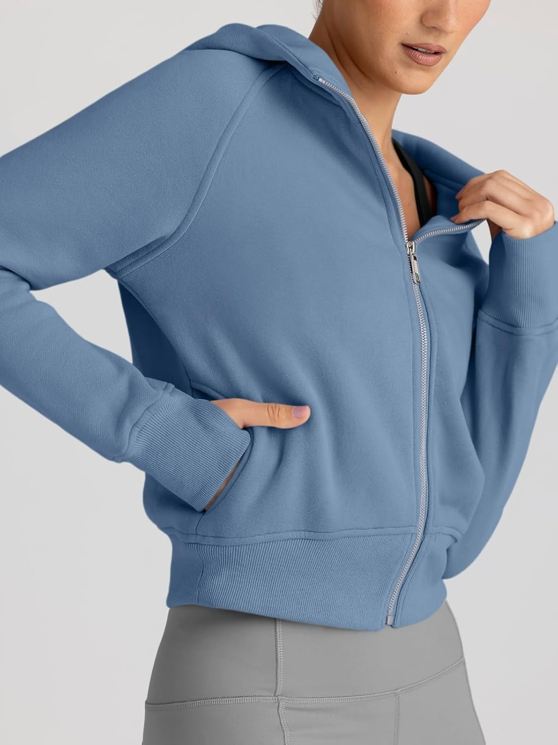 Women’s Full Zip Fleece Hoodie – Cozy Winter Jacket with Drop Shoulder Collar, Soft & Breathable Sweatshirt for Fall & Winter