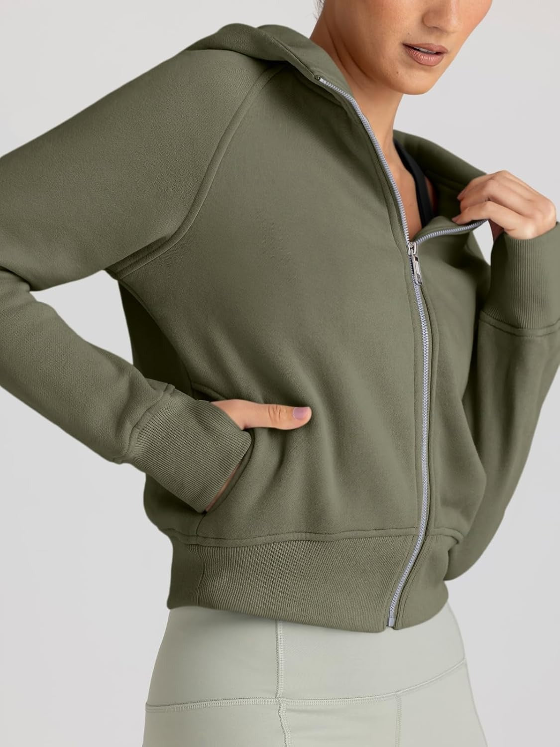 Women’s Full Zip Fleece Hoodie – Cozy Winter Jacket with Drop Shoulder Collar, Soft & Breathable Sweatshirt for Fall & Winter
