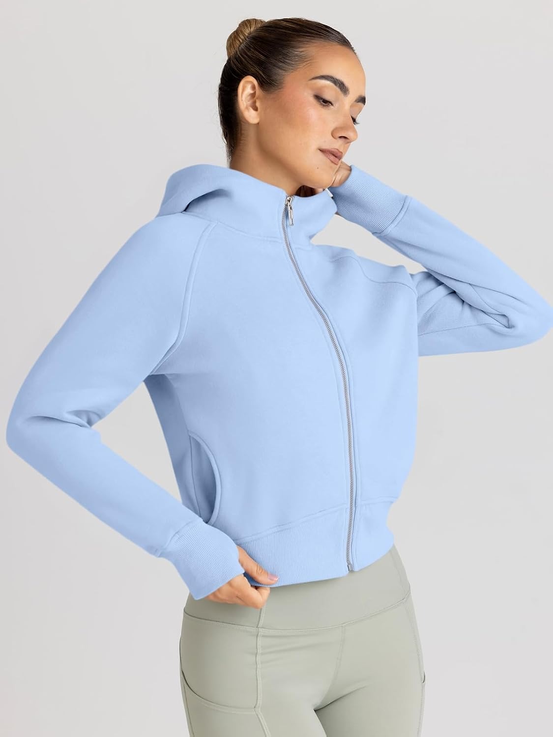 Women’s Full Zip Fleece Hoodie – Cozy Winter Jacket with Drop Shoulder Collar, Soft & Breathable Sweatshirt for Fall & Winter