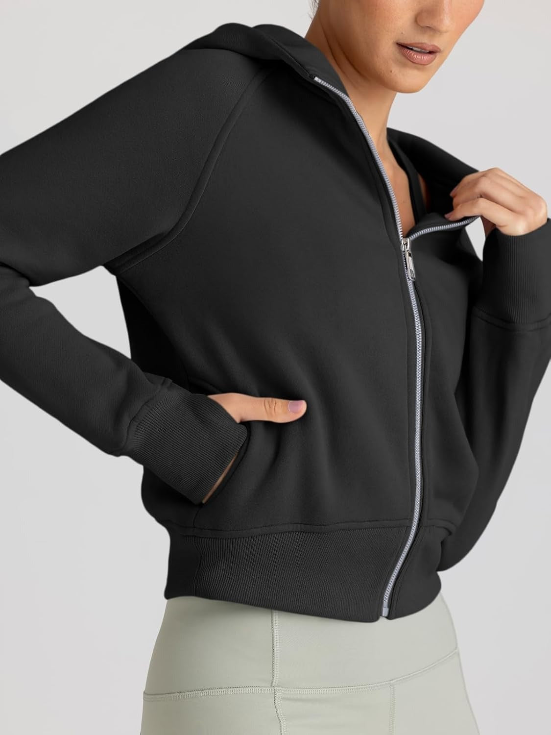 Women’s Full Zip Fleece Hoodie – Cozy Winter Jacket with Drop Shoulder Collar, Soft & Breathable Sweatshirt for Fall & Winter