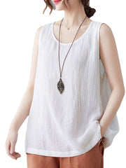 Solid Crew Neck Sleeveless Casual Women Tank Top