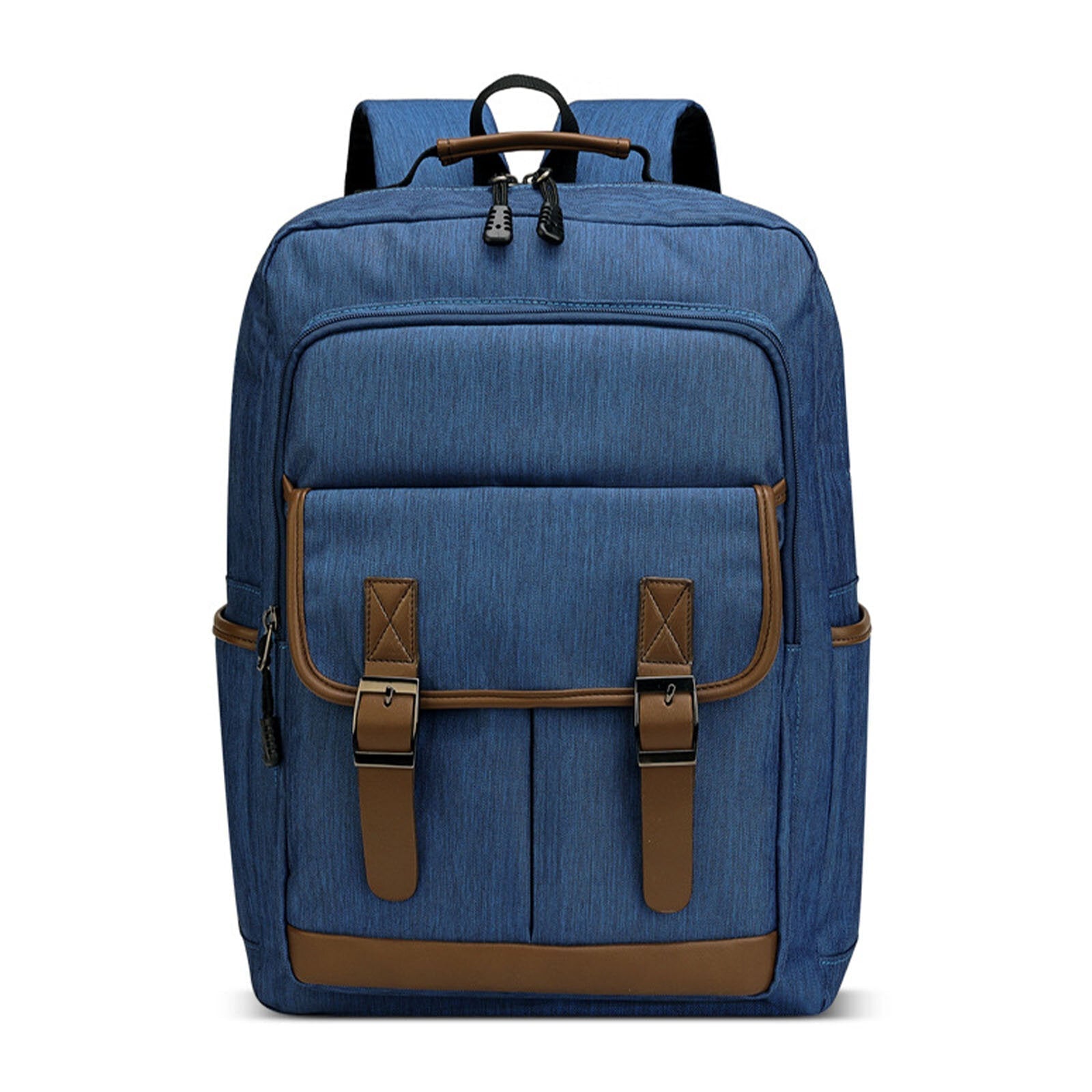 Men Polyester Casual Backpack Large-capacity Multi-pocket Zipper Backpack Travel Bag Laptop Bag