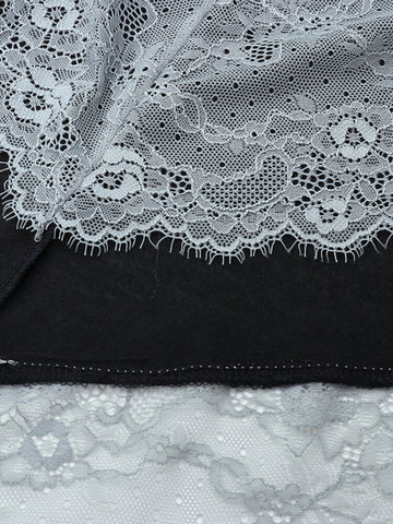 See-Through Lace Stitching 100% Polyester Long Skirt