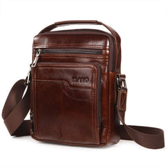 Men Genuine Leather Business Multi-pocket Shoulder Bag Phone