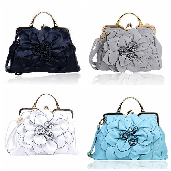 Women Elegant Handbag Rose Floral Fashion Cosmetic Bag
