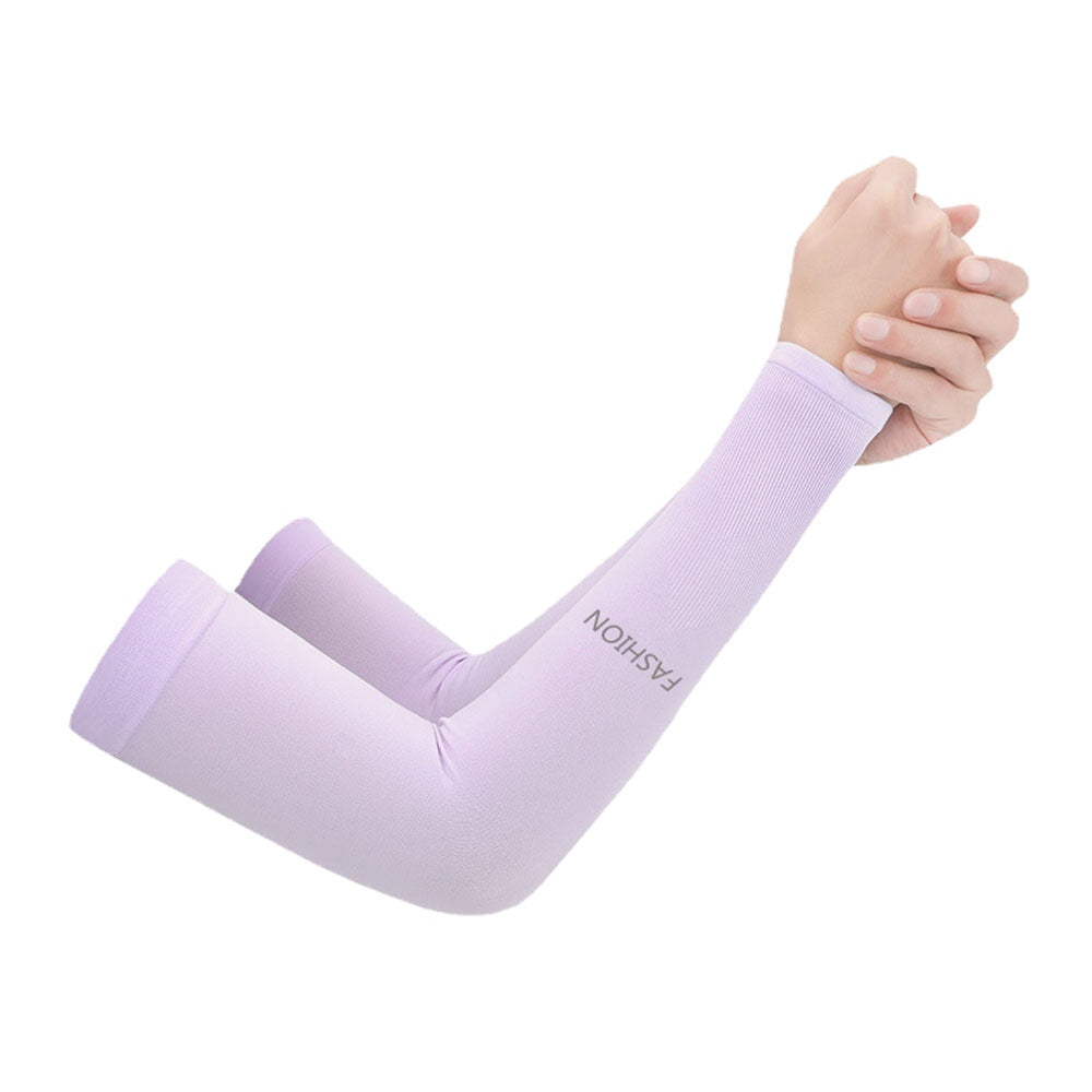 Women Ice Silk Solid Color Letter Printing Long Sun Protection Breathable Sleeves Glove