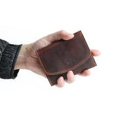 Men Retro Handmade Genuine Leather Multifunctional Short Wallet Card Holder Coin Holder