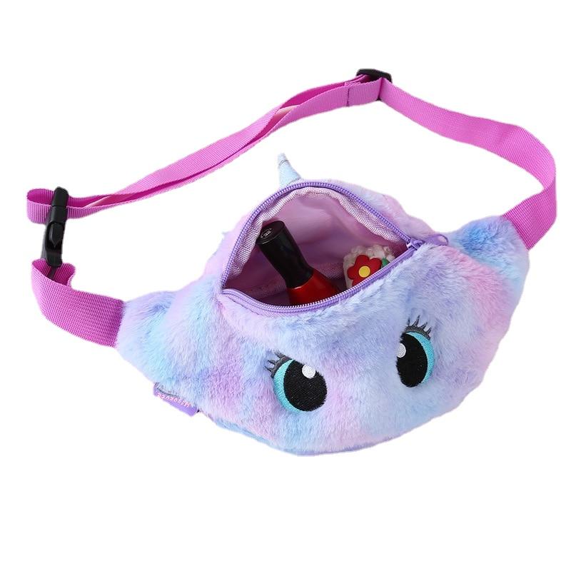Fashionable Girls' Plush Waist Bag With Cute Unicorn Shape For Phone Coin