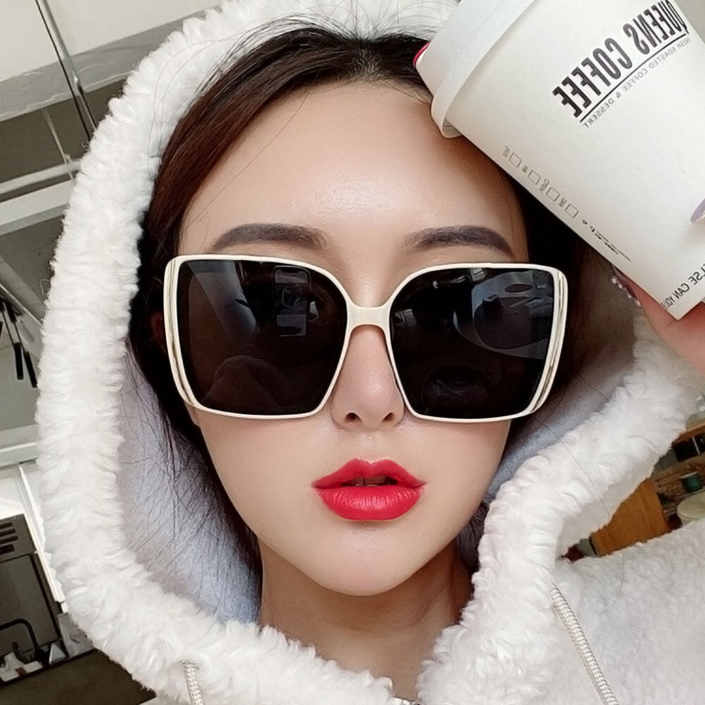 Women Plus Size Frame Fashion Trend Thin Face Square Shape UV Protection Sunglasses