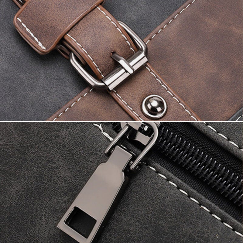 Men PU Leather Flap-Over Large Capacity Crossbody Bags Casual Fashion Multi-pocket Messenger Bag Handbag Shoulder