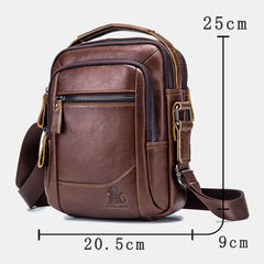 Men Genuine Leather Multi-pocket Wear-resistant Waterproof Vintage Handbag Crossbody Bag Shoulder