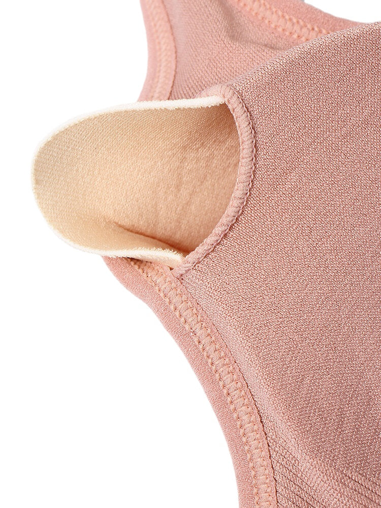 Women Solid Color Seamless Wireless Back Closure Yoga Sport Bra