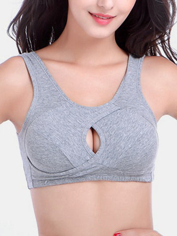 Cotton Solid Color Anti-outward Expansion Sleep Bra Gather Sports Bra without Rims