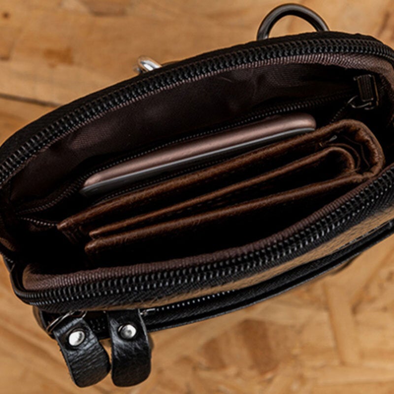 Genuine Leather Waist Bag Multi-pocket Belt Phone Shoulder For Men