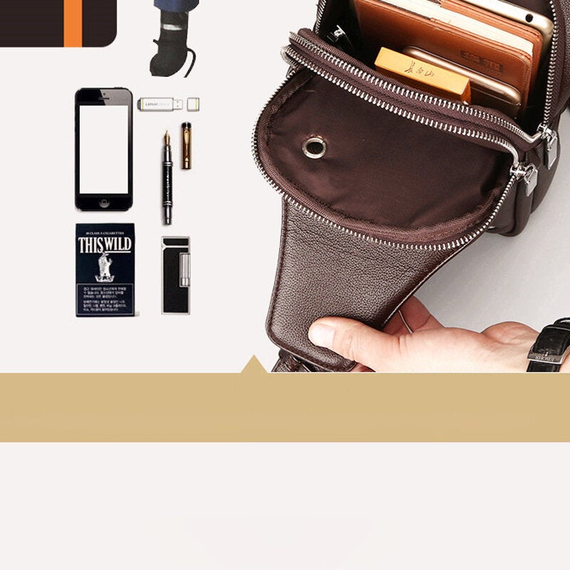 Men Shoulder Messenger Chest Bag New Casual Bag Tide Leather Anti-theft Sports Outdoor
