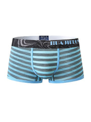 Mens Striped Ice Silk Translucent Breathable Thin Elastic Mid Waist Boxers