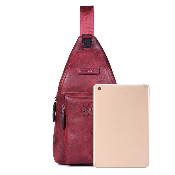 Women Vintage Casual Faux Leather Floral Shoulder Bag Crossbody Chest