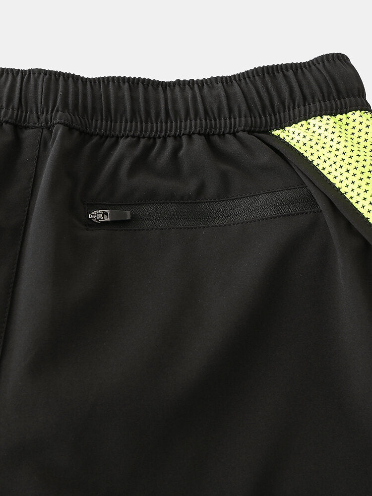 Men Mesh Patchwork Quickly Dry Drawstring Breathable Sports Board Shorts