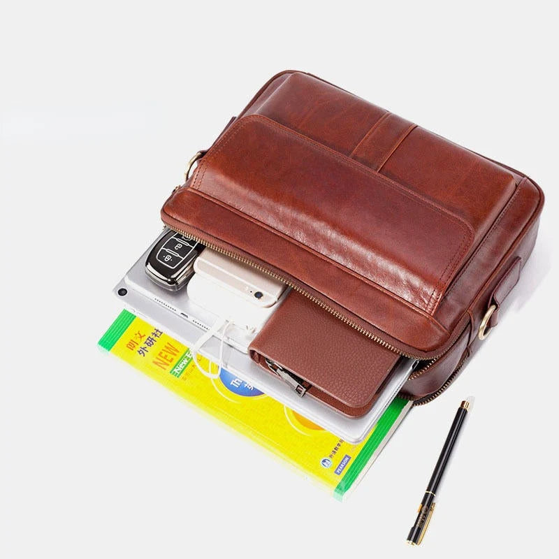 Men's Genuine Leather Business Crossbody Shoulder Bag
