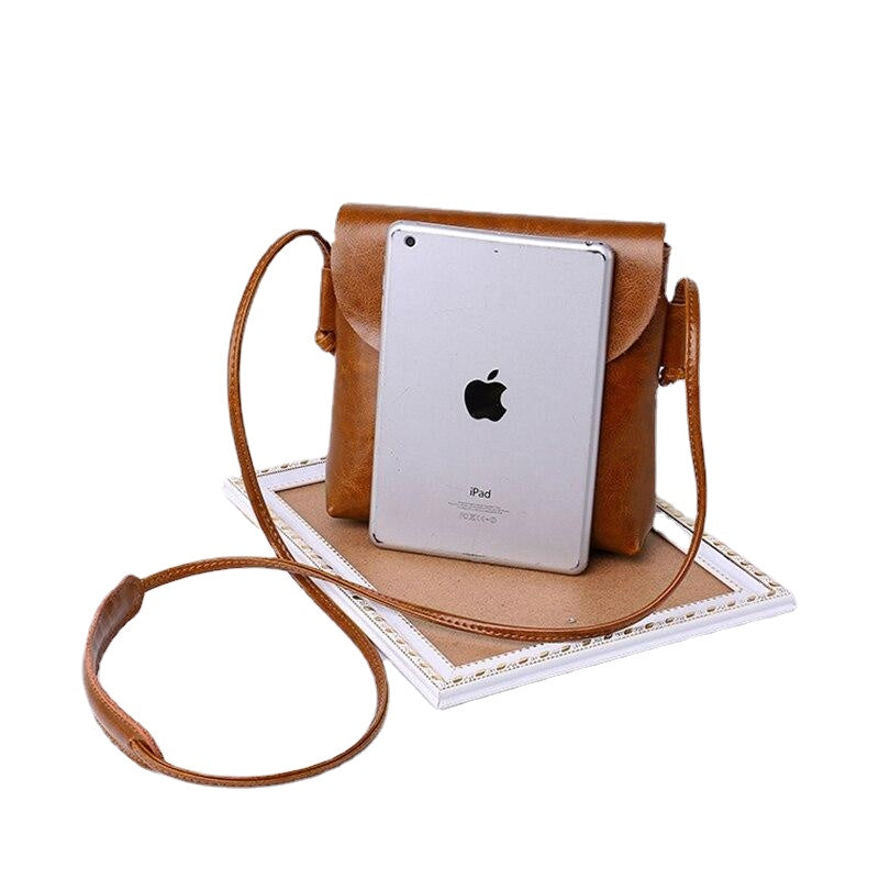 Vintage Oil Genuine Leather Bags for Women High Quality Cowhide Single Shoulder Crossbody Mini Bag Simple Ladies Designer Purse