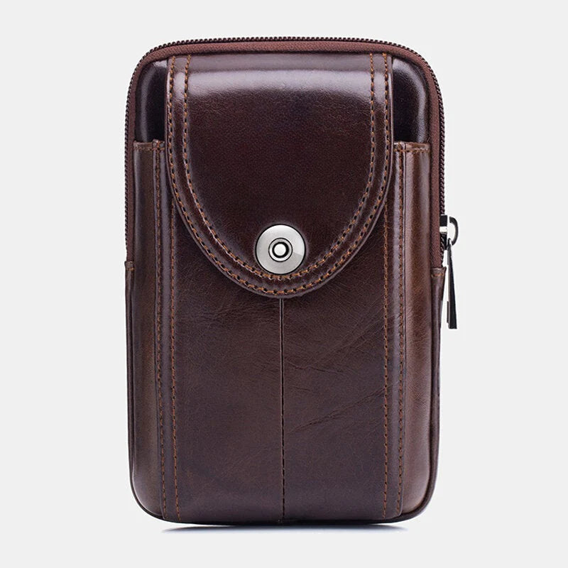 Men's Genuine Leather Phone Waist Bag - Business Style