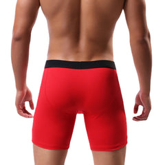 Mens Knitting U Convex Pouch Fitness Boxers Lengthen Cotton Sport Underwear