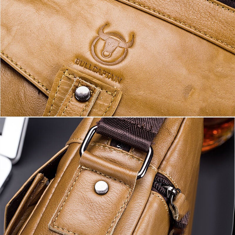 Men Genuine Leather Multi-pocket Anti-theft Crossbody Bag Shoulder