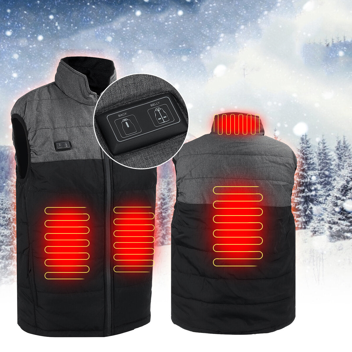 Graphene Electric Heating Vest, USB-Powered, 11 Zones, Thermostat Control, Winter Warmth