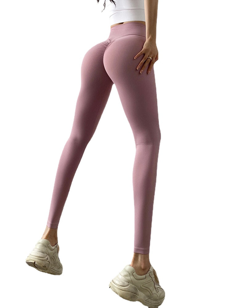 Solid Color High Waist Running Yoga Leggings For Women