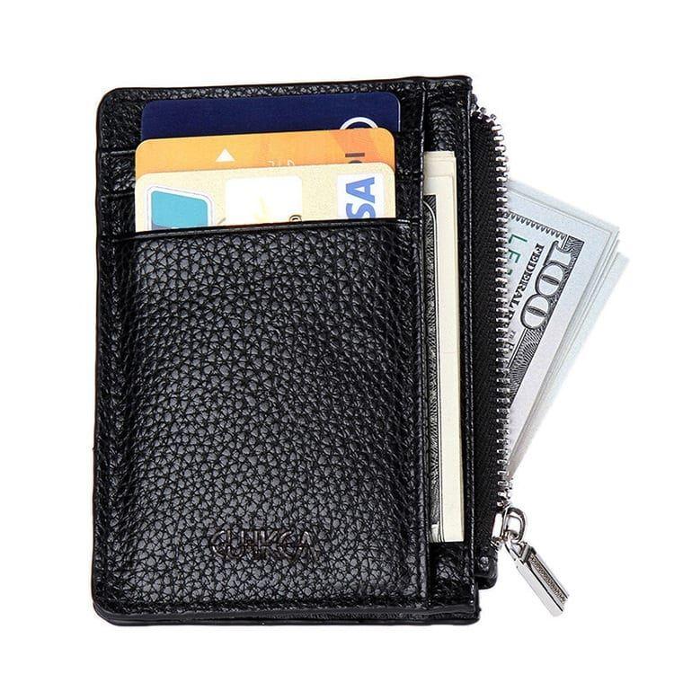 Men Anti-Theft Wallet Thin Faux Leather Zipper Wallet Purse Coin Bag