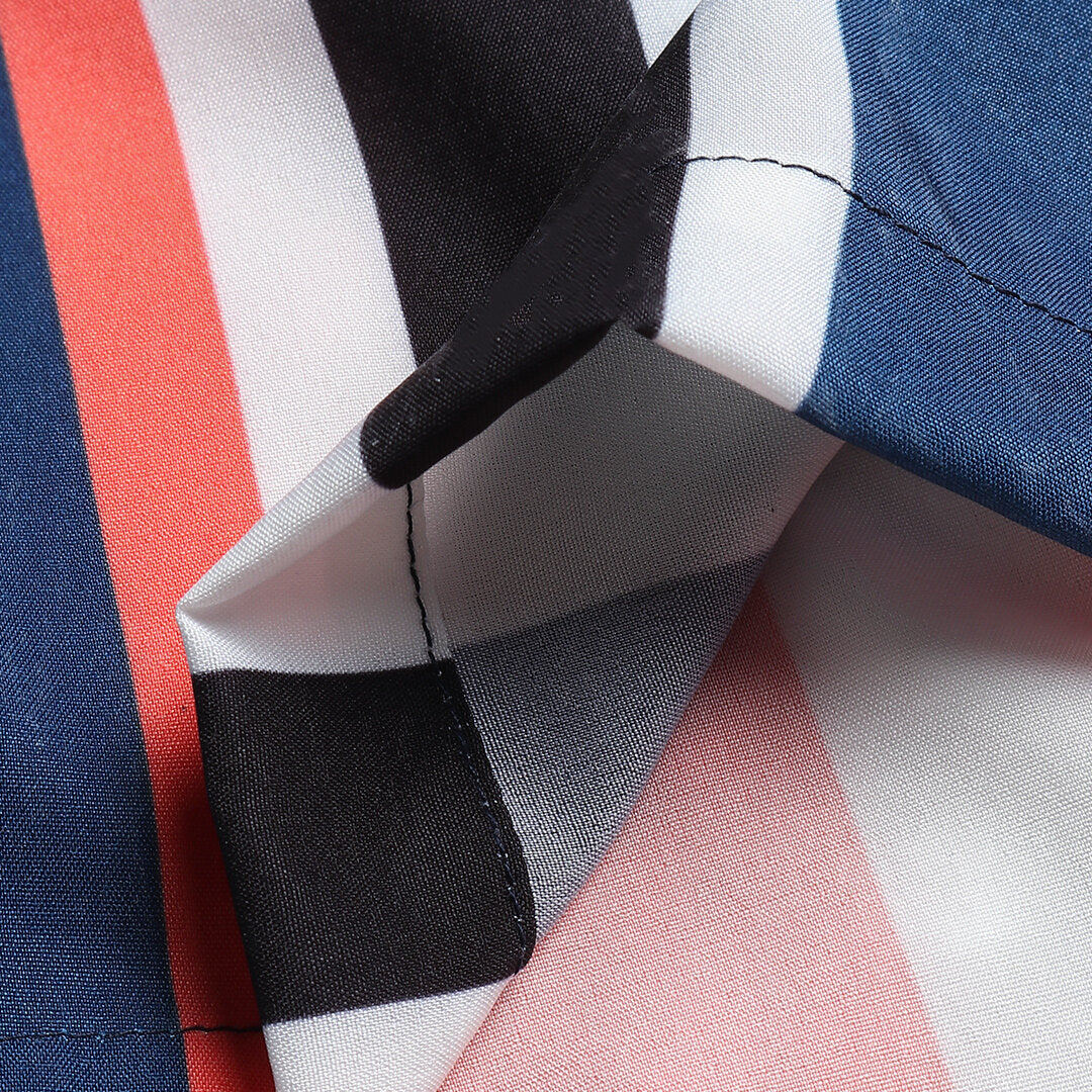 Men Colorful Stripe Drawstring Hawaiian Board Shorts