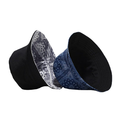 Women Double-Sided Summer UV Protection Cashew Flower Pattern Embroidery Casual Stylish Sun Hat Bucket Hat
