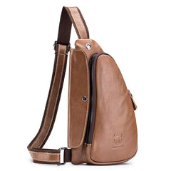 Men Chest Bag Genuine Leather Sling Bag Solid Crossbody