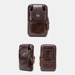 Men Genuine Leather Multifunctional Vintage 6.3 Inch Phone Bag Card Case Cowhide Waist