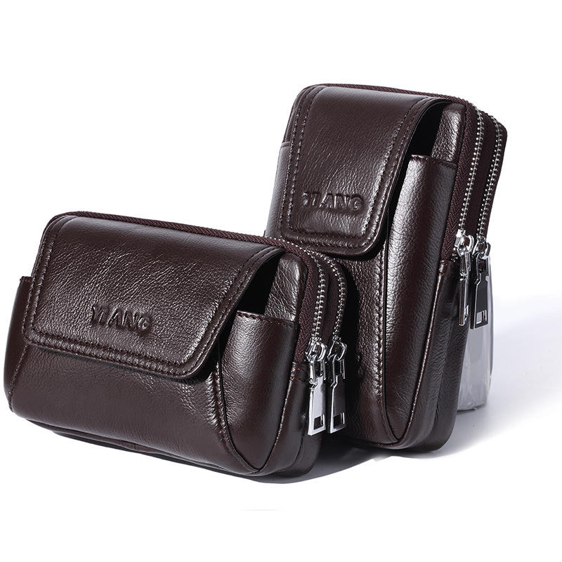 Men Genuine Leather Waist Bag Phone For Outdoor Travel Daily