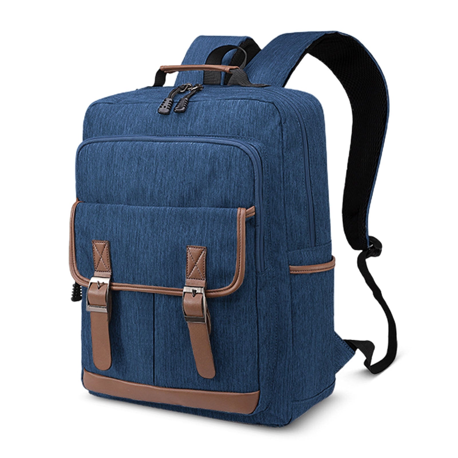 Men Polyester Casual Backpack Large-capacity Multi-pocket Zipper Backpack Travel Bag Laptop Bag