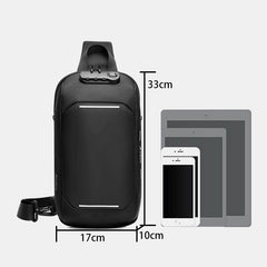 Men Oxford Password Lock Anti-theft Reflective Strip Design Waterproof Multi-pockets Crossbody Sling Bag Chest