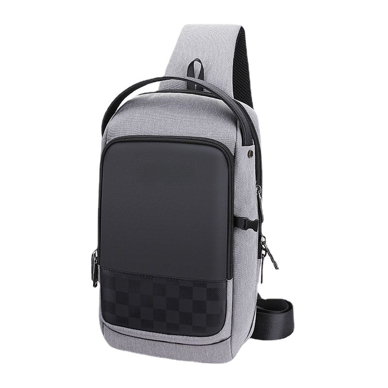 Men's Waterproof Oxford Crossbody Bag with USB Charging, Large Capacity, Concealed Side Water Cup Holder