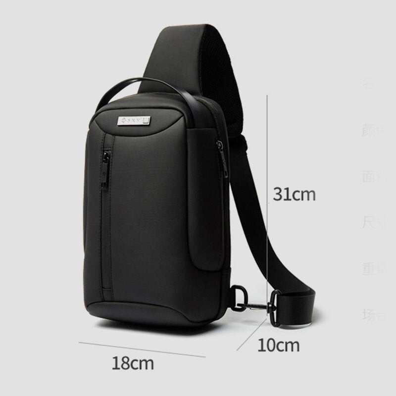 Men Fashion USB Charging Design Breathable Chest Bag Casual Travel Back Anti-theft Phone Pocket Crossbody Shoulder