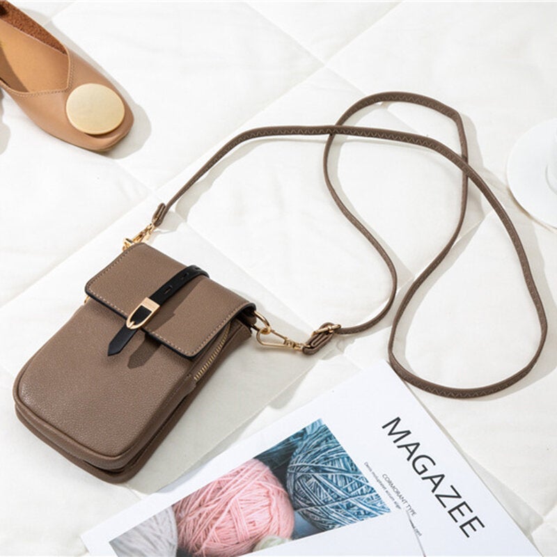 Women Casual Patchwork 6.3'' inch Phone Bag Crossbody Bag